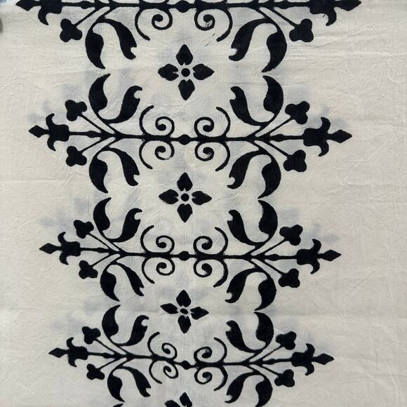 ELC Home Table Runner White Black Handcrafted Boho Table Top Decor 53"Lx20.5"W - Picture 2 of 5